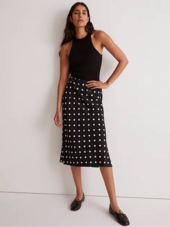 Madewell Dresses & Skirts - Madewell The Layton Midi Slip Skirt Polka Dot True Black
